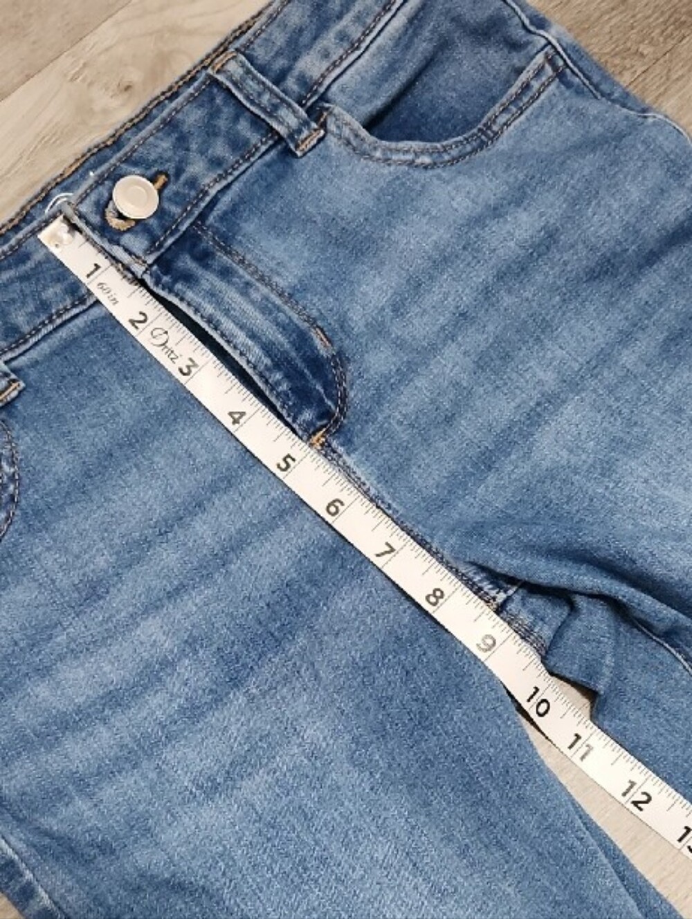 Light Blue Slight Flare Denim Adjustable Sinch Waist Jeans Girls Size 12 - Picture 4 of 11